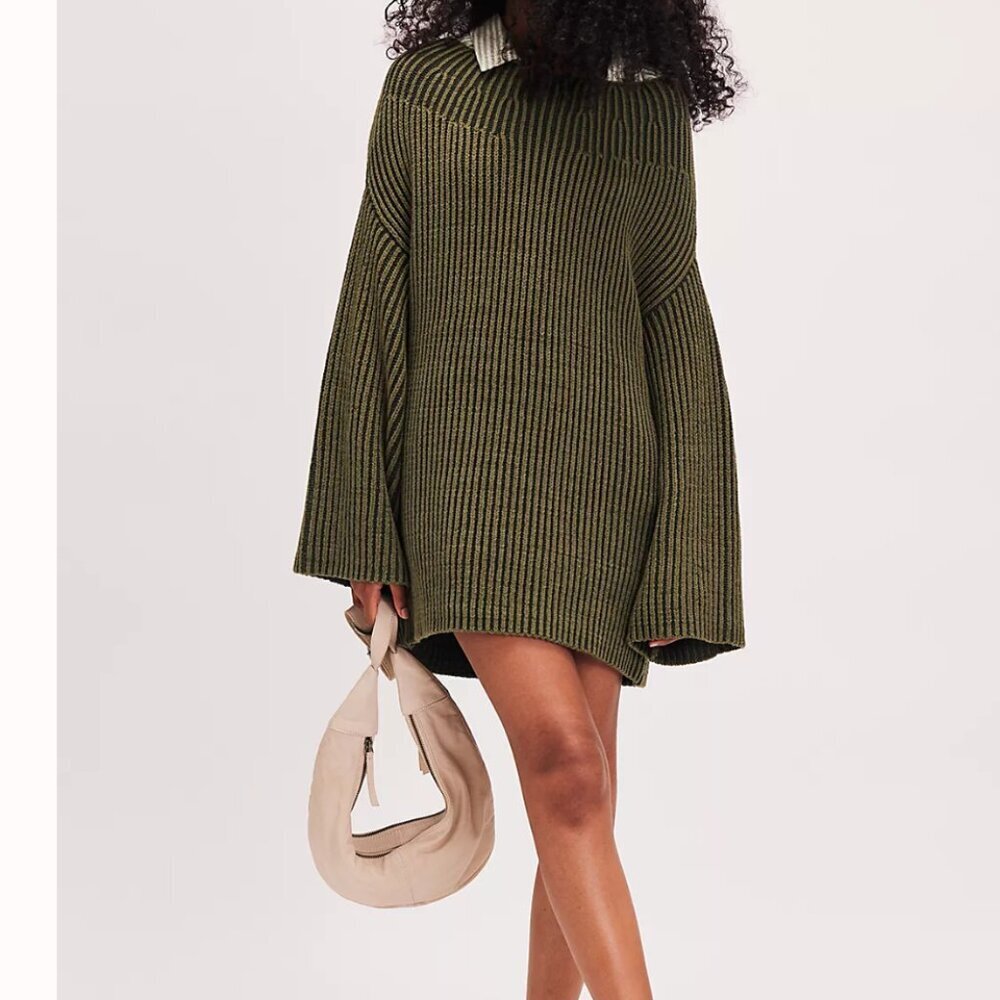 NWT Free People Charlotte Tunic in Chive Combo